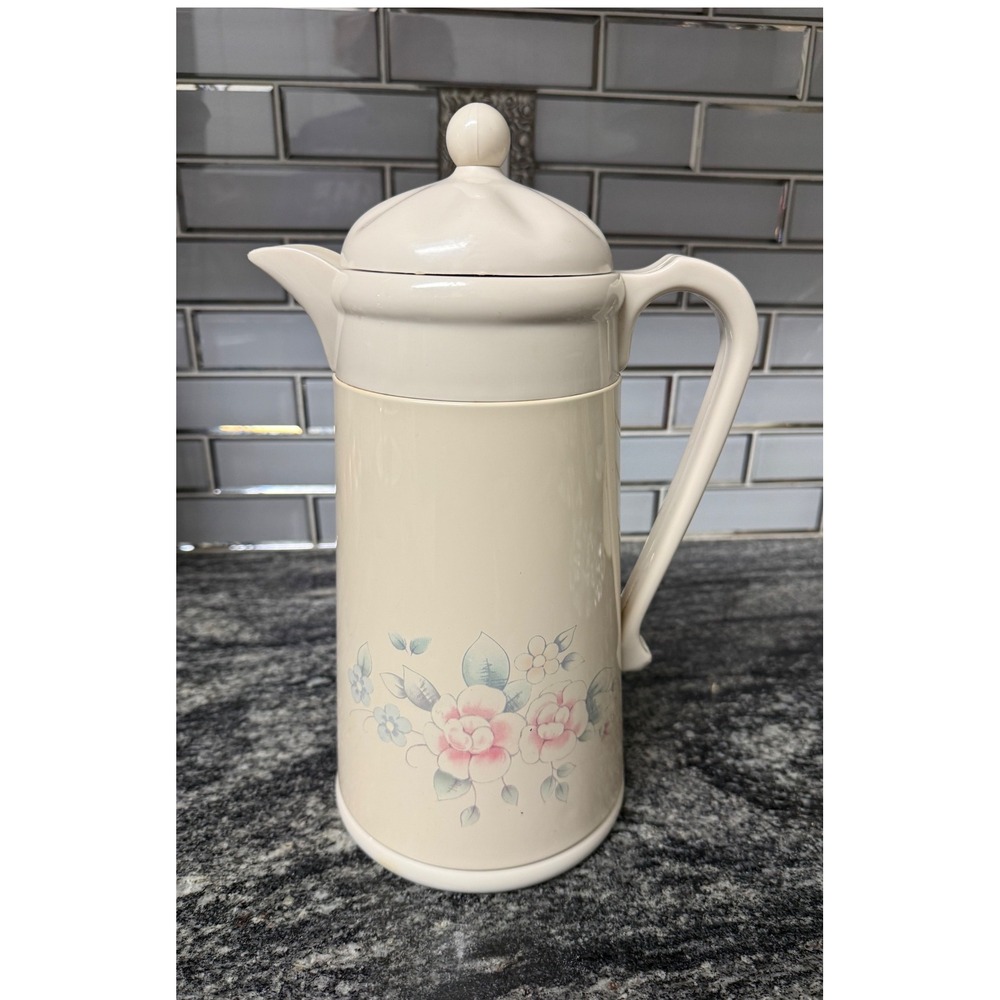 Vintage Kamenstein Pfaltzgraff Tea Rose Thermal Carafe Coffee Server 1993 Cream